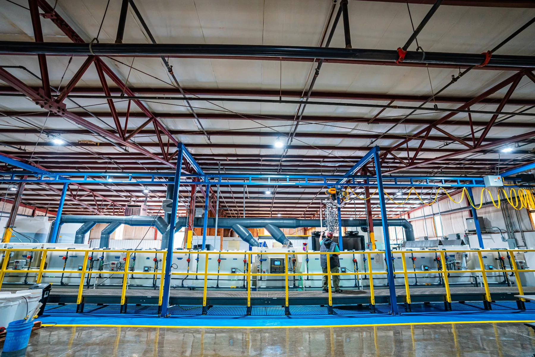 Inside the AnoPRO anodizing plant in Paoli, Indiana